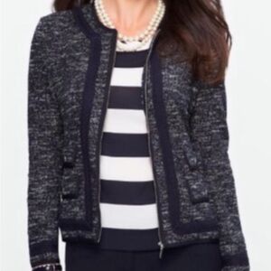 Talbots Navy and White Tweed Knit Jacket 18w
